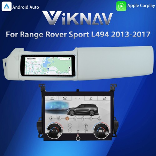 Viknav 12.3 inch Android Radio AC Panel For Land Rover Range Rover Sport L494 2013-2017 Wireless Carplay Android Auto Multimedia Player GPS Navigation Auto Stereo Air Conditioning Touch Screen(White)
