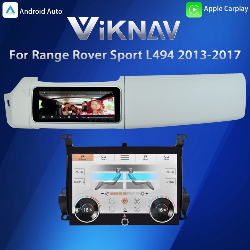 Viknav 12.3 inch Android Radio AC Panel For Land Rover Range Rover Sport L494 2013-2017 Wireless Carplay Android Auto Multimedia Player GPS Navigation Auto Stereo Air Conditioning Touch Screen(White)