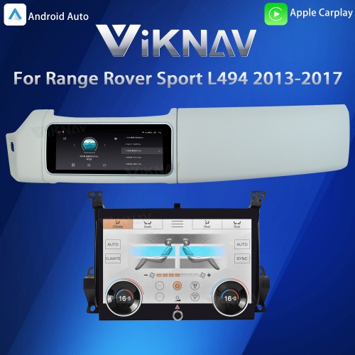 Viknav 12.3 inch Android Radio AC Panel For Land Rover Range Rover Sport L494 2013-2017 Wireless Carplay Android Auto Multimedia Player GPS Navigation Auto Stereo Air Conditioning Touch Screen(White)