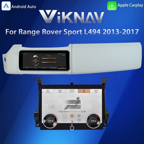 Viknav 12.3 inch Android Radio AC Panel For Land Rover Range Rover Sport L494 2013-2017 Wireless Carplay Android Auto Multimedia Player GPS Navigation Auto Stereo Air Conditioning Touch Screen(White)