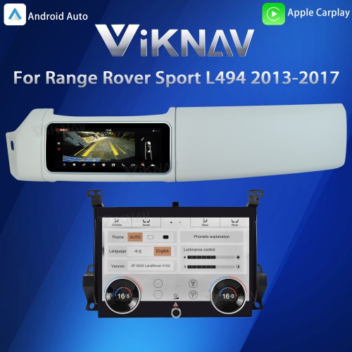 Viknav 12.3 inch Android Radio AC Panel For Land Rover Range Rover Sport L494 2013-2017 Wireless Carplay Android Auto Multimedia Player GPS Navigation Auto Stereo Air Conditioning Touch Screen(White)