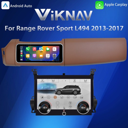 Viknav 12.3 inch Android Radio AC Panel For Land Rover Range Rover Sport L494 2013-2017 Wireless Carplay Android Auto Multimedia Player GPS Navigation Auto Stereo Air Conditioning Touch Screen(Brown)