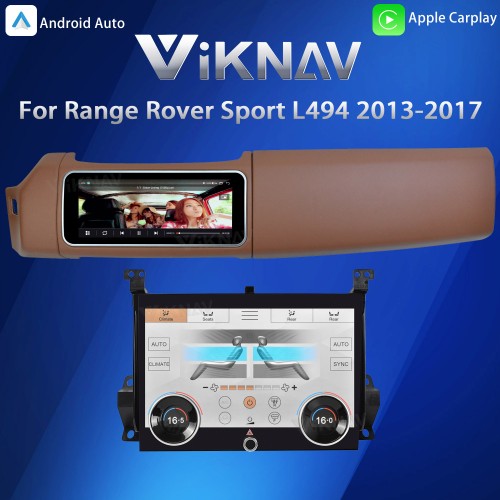 Viknav 12.3 inch Android Radio AC Panel For Land Rover Range Rover Sport L494 2013-2017 Wireless Carplay Android Auto Multimedia Player GPS Navigation Auto Stereo Air Conditioning Touch Screen(Brown)