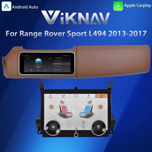 Viknav 12.3 inch Android Radio AC Panel For Land Rover Range Rover Sport L494 2013-2017 Wireless Carplay Android Auto Multimedia Player GPS Navigation Auto Stereo Air Conditioning Touch Screen(Brown)