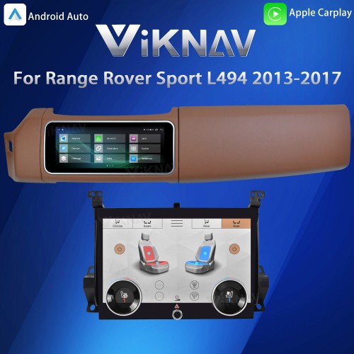Viknav 12.3 inch Android Radio AC Panel For Land Rover Range Rover Sport L494 2013-2017 Wireless Carplay Android Auto Multimedia Player GPS Navigation Auto Stereo Air Conditioning Touch Screen(Brown)