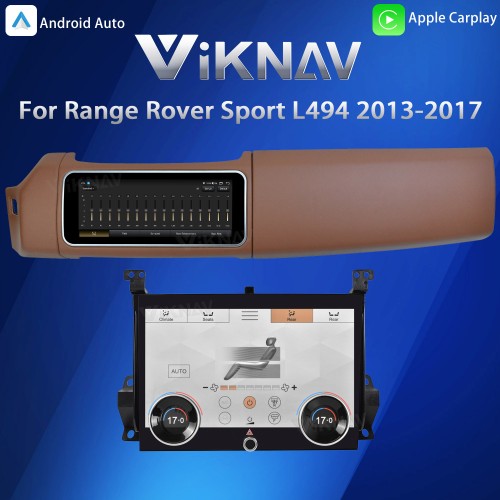 Viknav 12.3 inch Android Radio AC Panel For Land Rover Range Rover Sport L494 2013-2017 Wireless Carplay Android Auto Multimedia Player GPS Navigation Auto Stereo Air Conditioning Touch Screen(Brown)