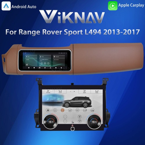 Viknav 12.3 inch Android Radio AC Panel For Land Rover Range Rover Sport L494 2013-2017 Wireless Carplay Android Auto Multimedia Player GPS Navigation Auto Stereo Air Conditioning Touch Screen(Brown)