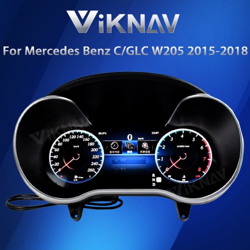 Viknav 12.3 Inch Digital Cluster Car Speedometer For Mercedes Benz C/GLC W205 2015-2018 Linux System Car Instrument Cluster Screen Instrument Replacement (NTG5.0/5.1)