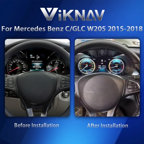 Viknav 12.3 Inch Digital Cluster Car Speedometer For Mercedes Benz C/GLC W205 2015-2018 Linux System Car Instrument Cluster Screen Instrument Replacement (NTG5.0/5.1)