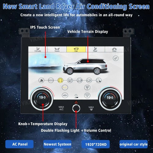Viknav LCD 10.4 Inch AC Panel Touch Screen For Land Rover Range Rover Vogue L405 2013-2017 Air Conditioning Switch Climate Control Dashboard