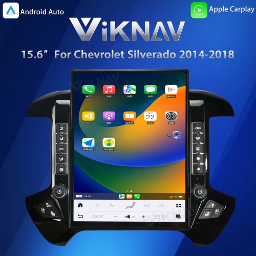 Viknav 15.6 Inch Larger Screen Car Radio For Chevrolet Silverado / GMC SIERRA 2014-2018  Android Head Unit Wirless Carplay GPS Navigation Player Autoradio (black 128GB)