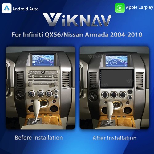 Viknav 9 inch Car Stereo for Infiniti QX56 2004-2009 2Din Head Unit Wireless CarPlay & Android Auto GPS Navigation Multimedia Player