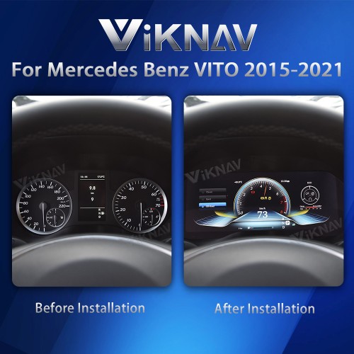 Viknav 12.3 Inch Digital Cluster Car Speedometer For Mercedes Benz VITO 2015-2021 Linux System Car Instrument Cluster Screen Instrument Replacement