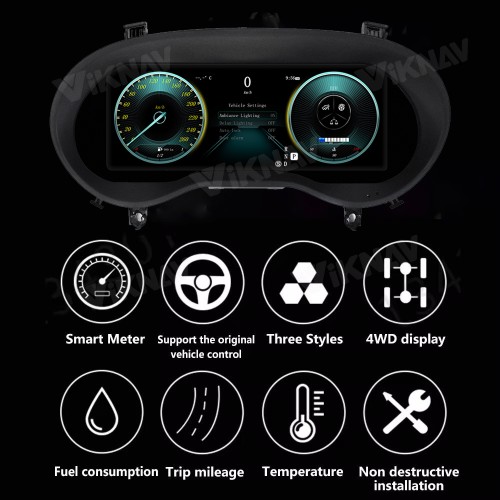 Viknav 12.3 Inch Digital Cluster Car Speedometer For Mercedes Benz VITO 2015-2021 Linux System Car Instrument Cluster Screen Instrument Replacement