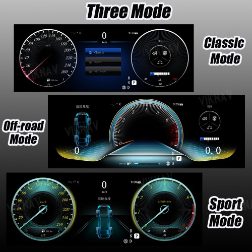 Viknav 12.3 Inch Digital Cluster Car Speedometer For Mercedes Benz VITO 2015-2021 Linux System Car Instrument Cluster Screen Instrument Replacement