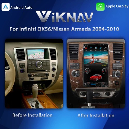 Viknav Android 12.1 inch Car Stereo for Infiniti QX56/Nissan Armada 2004-2010 Wireless CarPlay & Android Auto GPS Navigation Head Unit