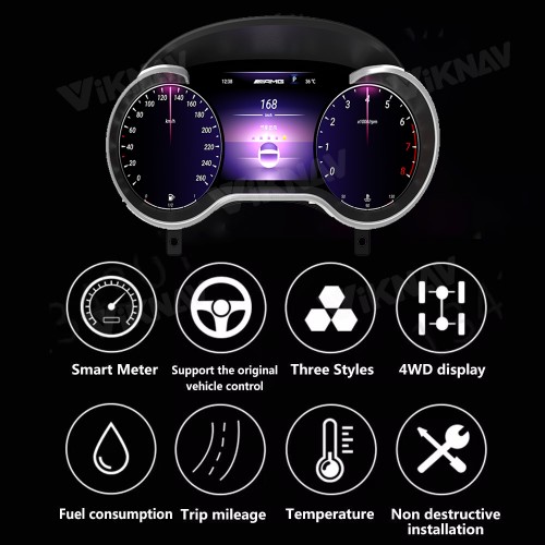 Viknav Digital Cluster Car Speedometer For Mercedes Benz G-Class GLE 2013-2019 Linux System Car Instrument Cluster Screen Instrument Replacement(NTC5.0)