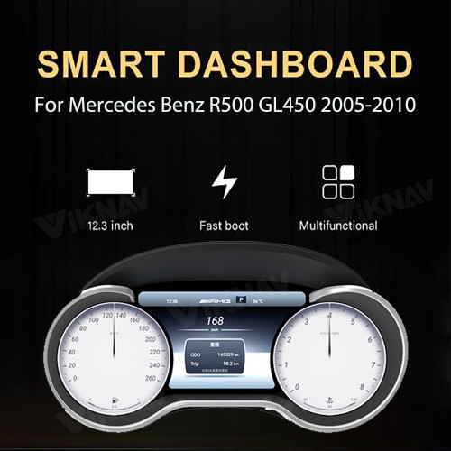 Viknav Digital Cluster Car Speedometer For Mercedes Benz R500 GL450 2005-2010 Linux System Car Instrument Cluster Screen Instrument Replacement