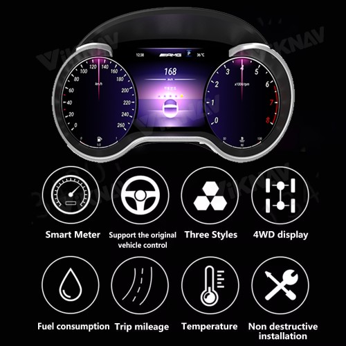 Viknav Digital Cluster Car Speedometer For Mercedes Benz R500 GL450 2005-2010 Linux System Car Instrument Cluster Screen Instrument Replacement