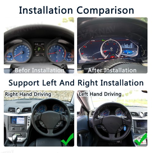 Viknav Linux 12.3 Inch Digital Cluster Dashboard Speedometer Panel For Maserati GT GC GranTurismo 2007-2017 Virtual Digital Instrument Cluster Cockpit