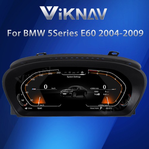 Viknav Instrument Cluster 12.3 inch For BMW 5 Series E60 E61 E63 E64 2004-2009 Linux System Vertical Screen Digital Cluster CockPit LCD Speedometer Head Unit