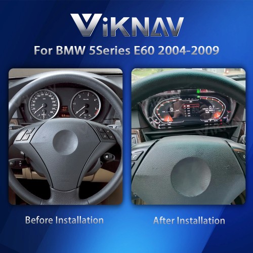 Viknav Instrument Cluster 12.3 inch For BMW 5 Series E60 E61 E63 E64 2004-2009 Linux System Vertical Screen Digital Cluster CockPit LCD Speedometer Head Unit