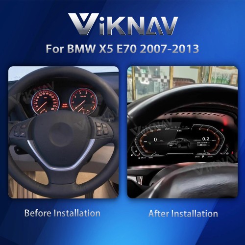 Viknav Digital Instrument Cluster 12.3 inch For BMW X5 E70 2007-2013 Linux system Vertical Screen Car Speed Meter Car Dashboard Digital Panel Head Unit