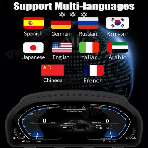 Viknav Digital Instrument Cluster 12.3 inch For BMW X6 E71 2007-2013 Linux system Vertical Screen Car Speed Meter Car Dashboard Digital Panel Head Unit