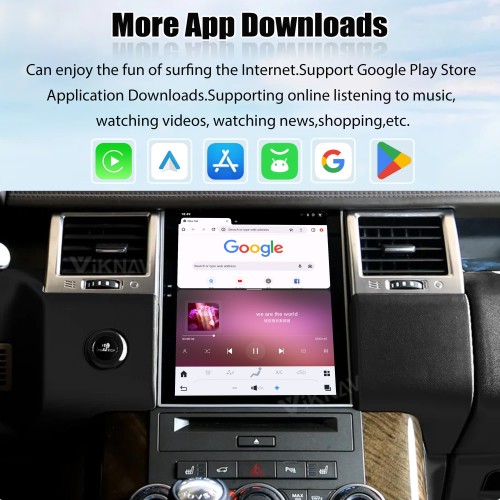 Viknav Android Radio AC Panel For Land Rover Range Sport L320 2009-2013 Wireless Carplay Android Auto Radio Touch Screen GPS Navigation Multimedia Player Air Conditioning Control(Black-LHD)