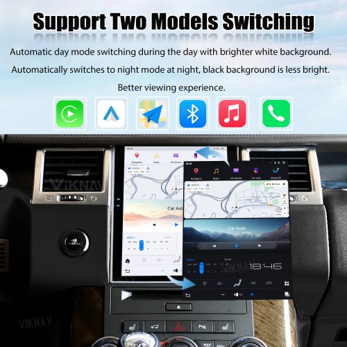 Viknav Android Radio AC Panel For Land Rover Range Sport L320 2009-2013 Wireless Carplay Android Auto Radio Touch Screen GPS Navigation Multimedia Player Air Conditioning Control(Black-RHD)