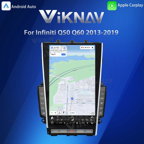 Viknav Tesla Style Android 13.6 inch Radio for Infiniti Q50 Q60 2013-2019 Wireless CarPlay Android Auto & GPS Navigation