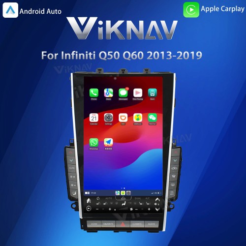 Viknav Tesla Style Android 13.6 inch Radio for Infiniti Q50 Q60 2013-2019 Wireless CarPlay Android Auto & GPS Navigation