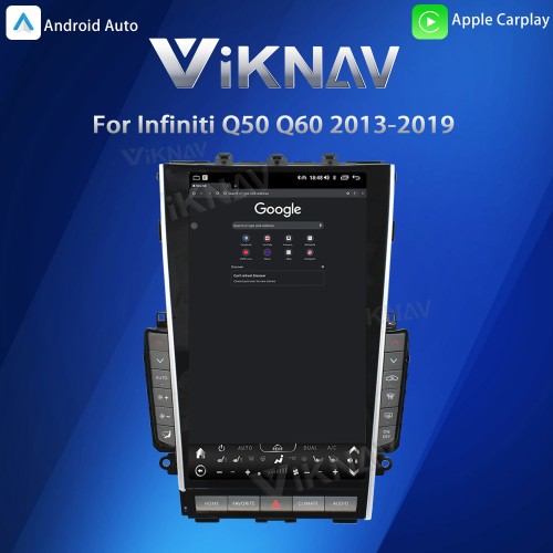 Viknav Tesla Style Android 13.6 inch Radio for Infiniti Q50 Q60 2013-2019 Wireless CarPlay Android Auto & GPS Navigation