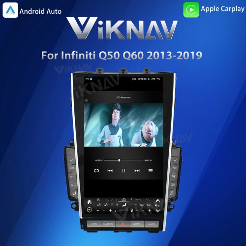 Viknav Tesla Style Android 13.6 inch Radio for Infiniti Q50 Q60 2013-2019 Wireless CarPlay Android Auto & GPS Navigation