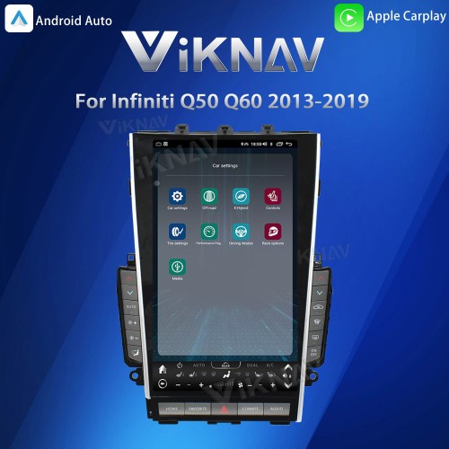 Viknav Tesla Style Android 13.6 inch Radio for Infiniti Q50 Q60 2013-2019 Wireless CarPlay Android Auto & GPS Navigation