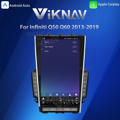Viknav Tesla Style Android 13.6 inch Radio for Infiniti Q50 Q60 2013-2019 Wireless CarPlay Android Auto & GPS Navigation