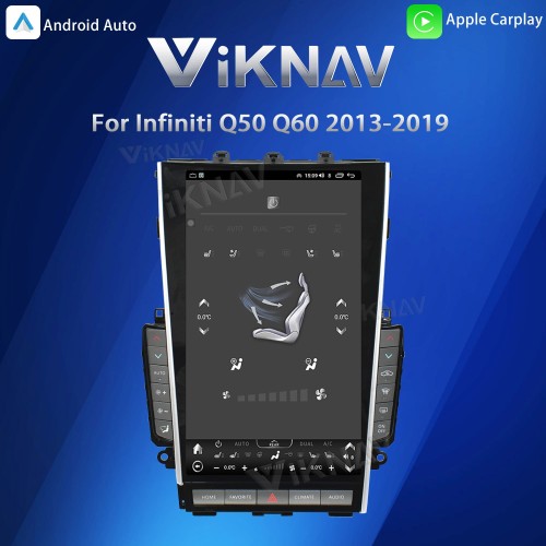 Viknav Tesla Style Android 13.6 inch Radio for Infiniti Q50 Q60 2013-2019 Wireless CarPlay Android Auto & GPS Navigation
