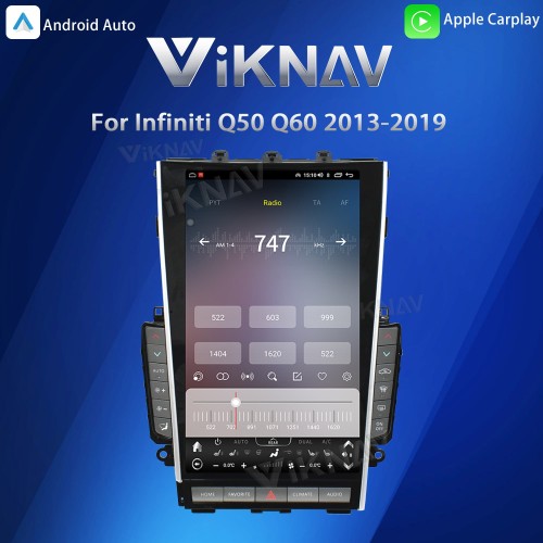 Viknav Tesla Style Android 13.6 inch Radio for Infiniti Q50 Q60 2013-2019 Wireless CarPlay Android Auto & GPS Navigation