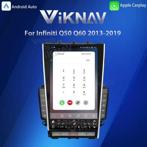 Viknav Tesla Style Android 13.6 inch Radio for Infiniti Q50 Q60 2013-2019 Wireless CarPlay Android Auto & GPS Navigation