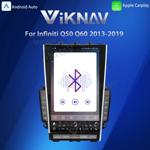 Viknav Tesla Style Android 13.6 inch Radio for Infiniti Q50 Q60 2013-2019 Wireless CarPlay Android Auto & GPS Navigation