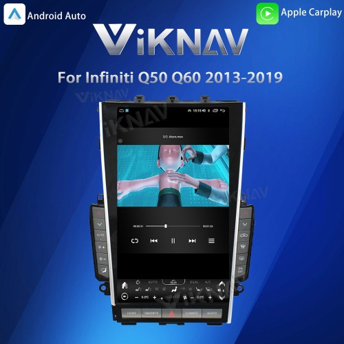 Viknav Tesla Style Android 13.6 inch Radio for Infiniti Q50 Q60 2013-2019 Wireless CarPlay Android Auto & GPS Navigation