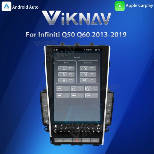 Viknav Tesla Style Android 13.6 inch Radio for Infiniti Q50 Q60 2013-2019 Wireless CarPlay Android Auto & GPS Navigation