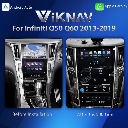 Viknav Tesla Style Android 13.6 inch Radio for Infiniti Q50 Q60 2013-2019 Wireless CarPlay Android Auto & GPS Navigation