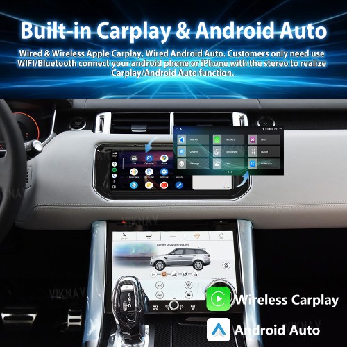 Viknav Android Radio AC Panel For Land Rover Range Rover Sport L494 2013-2017 Wireless Carplay Android Auto Multimedia Player GPS Navigation Air Conditioning Control Touch Screen