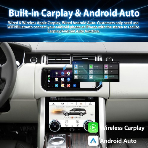 Viknav Android Radio AC Panel For Land Rover Range Rover Vogue L405 2013-2017 Wireless Carplay Android Auto Multimedia Player GPS Navigation Air Conditioning Control Touch Screen