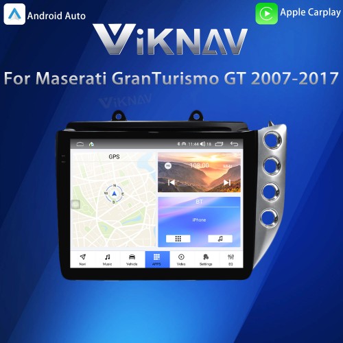 Android System Car Radio 10 Inch For Maserati GranTurismo GT GC 2007-2017Wireless Carplay Auto Stereo GPS Navigation Multimedia Player RHD Touch Screen 64GB (Silvery)