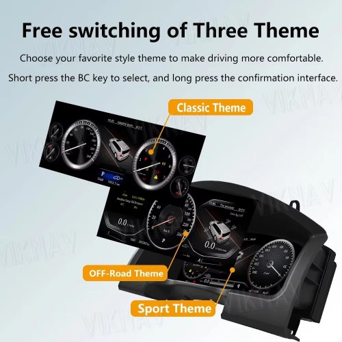 Viknav Car Instrument Panel 12.3 Inch For Toyota Prado 2010-2019 LCD Meter Linux System Digital Speedometer Dashboard Screen