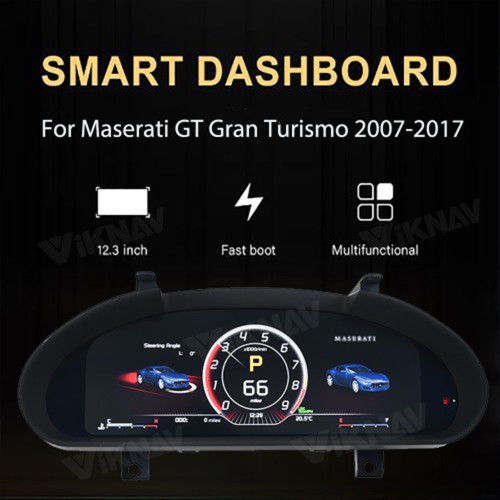 Viknav Linux 12.3 Inch Digital Cluster Dashboard Speedometer Panel For Maserati GT GC GranTurismo 2007-2017 Virtual Digital Instrument Cluster Cockpit