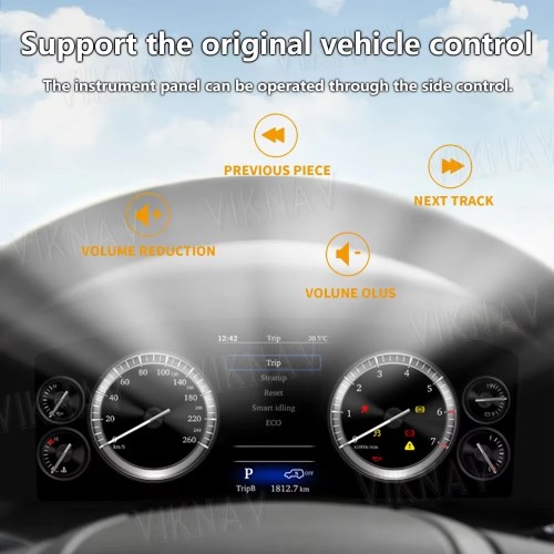 Viknav Car Instrument Panel 12.3 Inch For Toyota Prado 2010-2019 LCD Meter Linux System Digital Speedometer Dashboard Screen