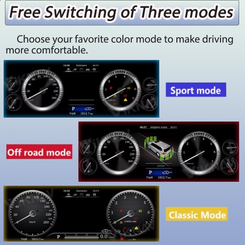 Viknav Car Instrument Panel 12.3 Inch For Toyota Land Cruiser 2008- 2019 LCD Meter Linux System Digital Speedometer Dashboard Screen